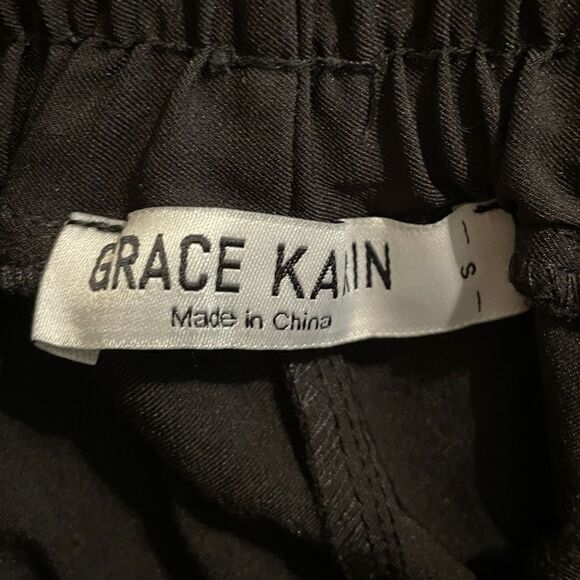Grace Karin size small Black Paperbag Waist High Rise Pants no belt EUC - Picture 5 of 8